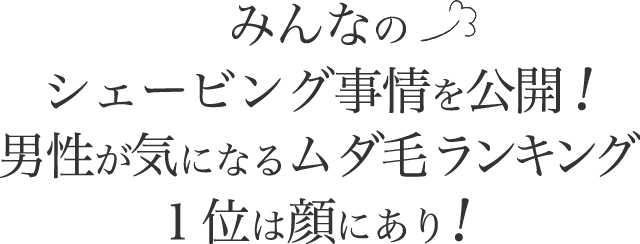 みんなのシェービング事情を公開!男性が気になるムダ毛ランキング１位は顔にあり!